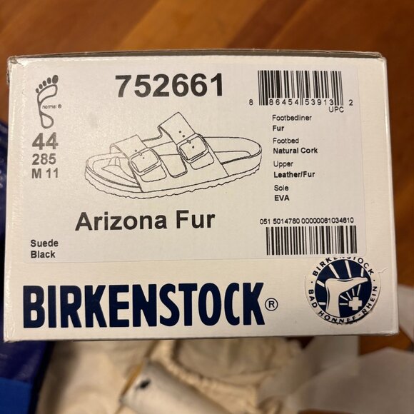 BIRKENSTOCK ARIZONA SANDALS SIZE 44 (EU) BLACK FUR MEN'S WOMENS UNISEX - Picture 10 of 11